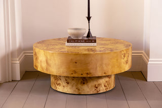 Casa Burl Wood Veneer Round Coffee Table