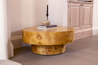 Casa Burl Wood Veneer Round Coffee Table