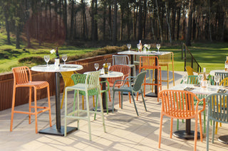 White Marble Effect Top Outdoor Café Table Set with California Chairs