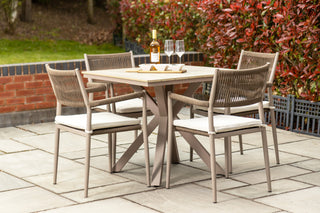 Capri Square Outdoor Table and Garden Chairs Set For Four