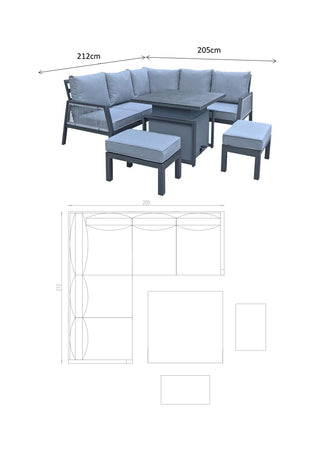 Staunton Outdoor Corner Dining Set with Adjustable Table