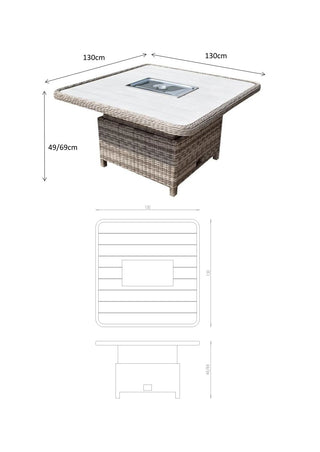 Charlecote Outdoor Corner Dining Set with Lift Table - Grey