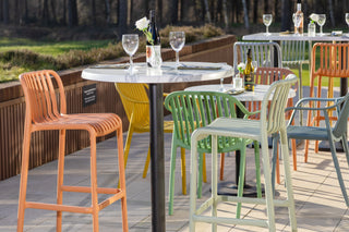 White Marble Effect Round Café Bar Table
