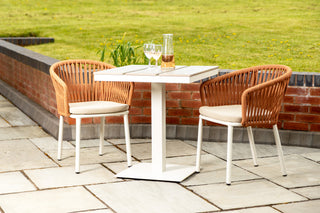 Milan Pedestal Table with 2 Milano Chairs Outdoor Set