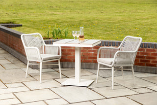 Milan Pedestal Table with 2 Monza Chairs Outdoor Set