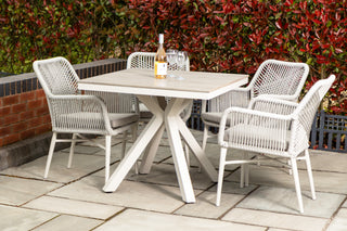 Milan Star Base Table with 4 Monza Chairs Outdoor Set