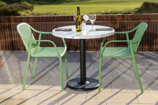 White Marble Effect Top Outdoor Café Table Set with California Chairs