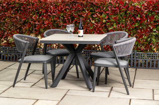 Milan Star Base Table with 4 Milan Chairs Outdoor Set