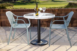 White Marble Effect Top Outdoor Café Table Set with California Chairs