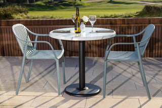 White Marble Effect Round Café Table