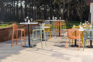 White Marble Effect Round Café Bar Table