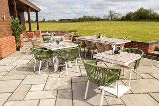 Milan Pedestal Table with 2 Milano Chairs Outdoor Set
