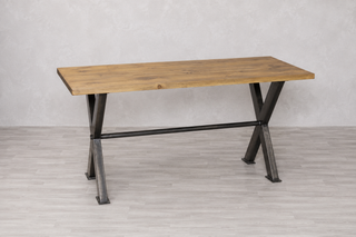 Pine Top X-Frame Poseur Table