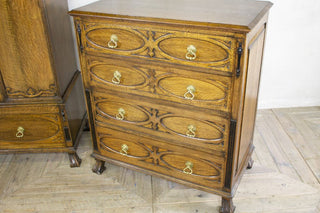 1920s Jacobean Revival Oak Bedroom Suite