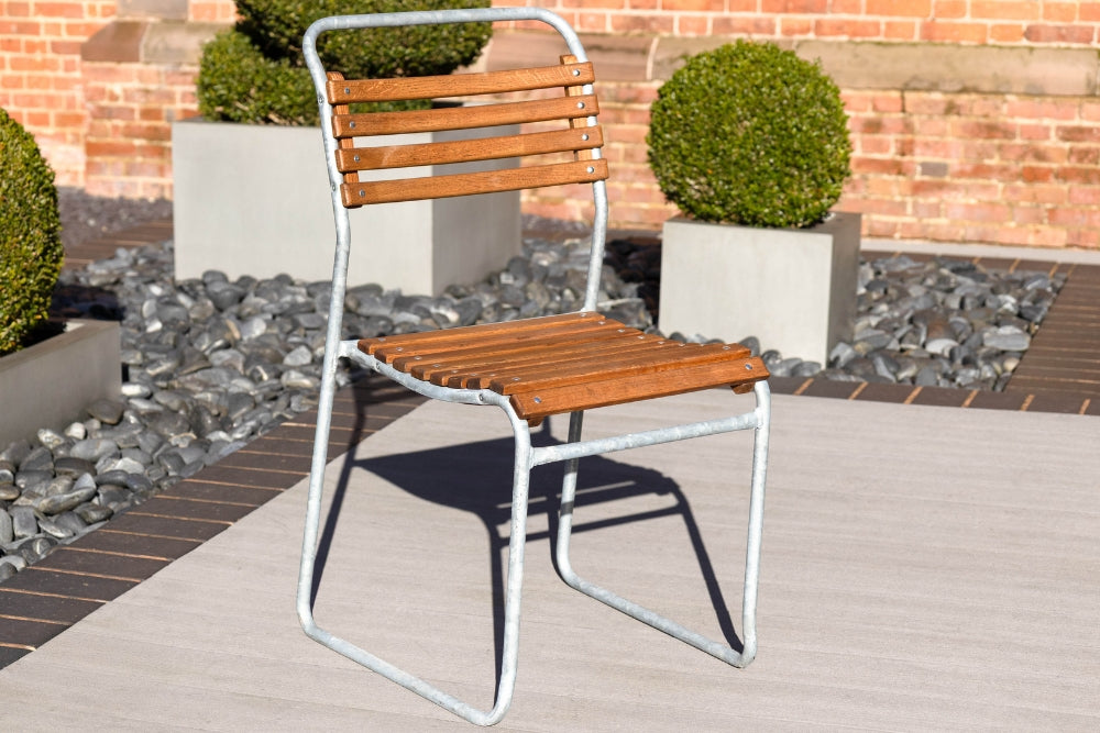 Steel Raker Seating Steel Stacking Chairs With Slatted Seats from Peppermill Interiors