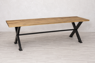 Pine Top X-Frame Dining Table