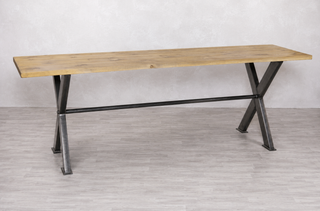Pine Top X-Frame Poseur Table