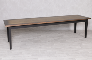Zinc and Copper Edge Table Tops with a Wooden Tapered Base