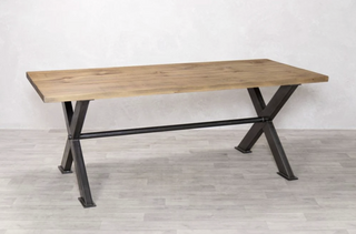 Pine Top X-Frame Dining Table