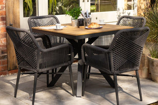 Milan Natural Star Table with 4 Chairs Set