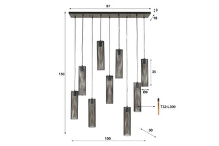 Noor 9 String Mesh Pendant Light