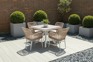 Milan Star Base Table with 4 Monza Chairs Outdoor Set