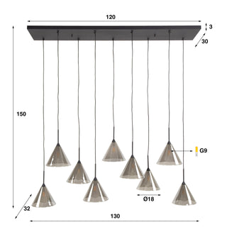 Lucia 9 String Cone Pendant Light