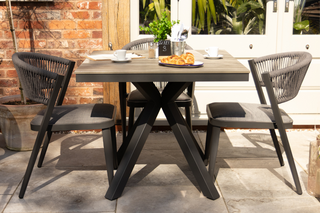 Milan Grey Star Table with 4 Chairs Set