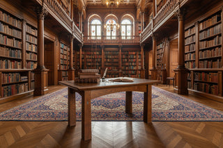 Large Church Oak Library Table with Leather Inset