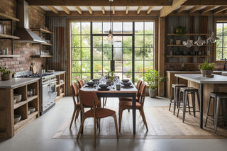 Copper Top Tapered Leg Medium Dining Table