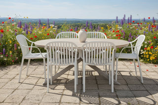 Rimini Garden Table Set with Six Cream California Chairs