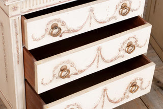 close up of bedside table drawers