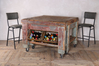 vintage industrial butchers block kitchen island