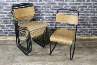 Chelsea Stacking Chair - Black frame vintage wood seat