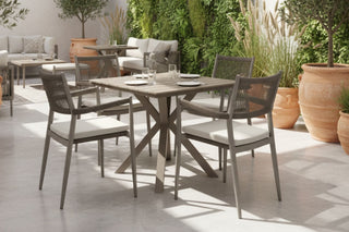 Capri 4 Seater Square Outdoor Table and 4 Garden Chairs Set
