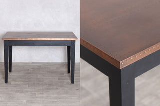 Copper Top Tapered Leg Medium Dining Table
