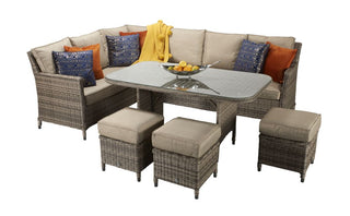 Drakeford Patio Corner Sofa with Dining Table Set