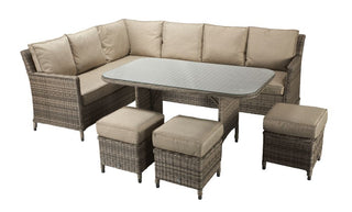Drakeford Patio Corner Sofa with Dining Table Set