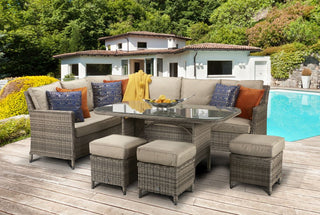 Drakeford Patio Corner Sofa with Dining Table Set