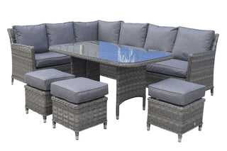 Drakeford Patio Corner Sofa with Dining Table Set