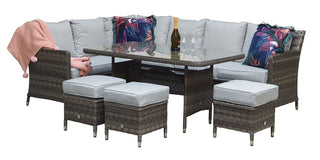 Drakeford Patio Corner Sofa with Dining Table Set