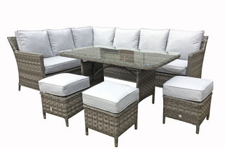 Drakeford Patio Corner Sofa with Dining Table Set