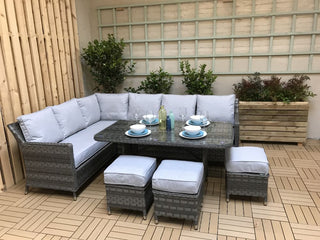 Drakeford Patio Corner Sofa with Dining Table Set
