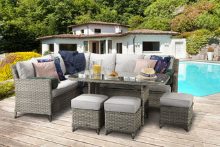 Drakeford Patio Corner Sofa with Dining Table Set