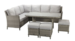 Drakeford Patio Corner Sofa with Dining Table Set