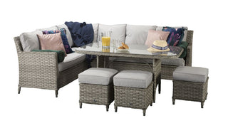 Drakeford Patio Corner Sofa with Dining Table Set