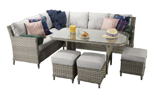 Drakeford Patio Corner Sofa with Dining Table Set