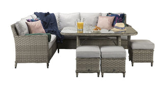 Drakeford Patio Corner Sofa with Dining Table Set