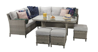 Drakeford Patio Corner Sofa with Dining Table Set