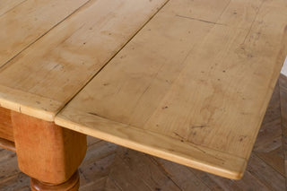 close up of extended pine table